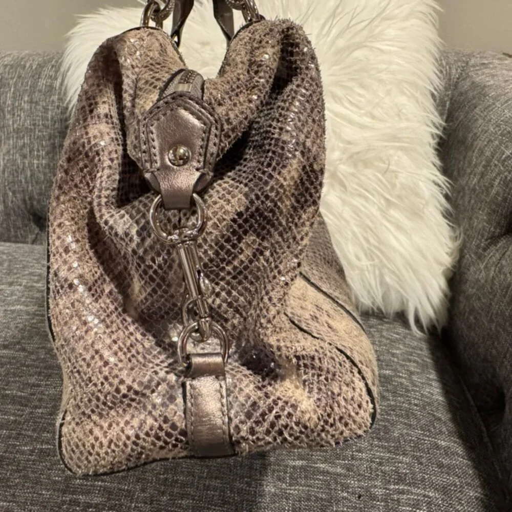 Coach Ashley Satchel F26041 Women’s Snakeskin Embossed Leather Shoulder Bag